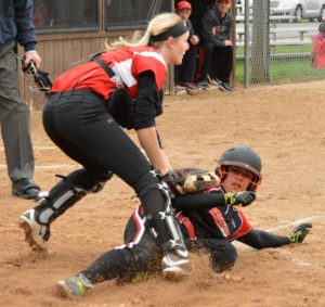 Ali Rosheison ready at the plate for a close call