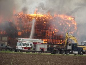 Fire fighters burn barn in live training event