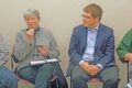 State Sen. Janis Ringhand, left, answers a question as Assembly Rep. Mark Spreitzer, right, looks on. Both were in attendance at last week’s GCDF forum on factory farming.