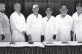 SUBMITTED PHOTO The Clinton Topper
Meat product contest judges (from left): Mark Schafer (Richelieu Foods; Beaver Dam, Wis.); Adam Borger (Food Research Institute, University
of Wisconsin; Madison, Wis.); Duane Bunting (Retired, Sentry Foods; Dousman, Wis.); Megan McGough (Kerry Ingredients; Beloit,
Wis.); Tim Lorang (Tyson Prepared Foods; Jefferson, Wis.); and Terry Timm (Retired, University of Wisconsin-Madison; Appleton, Wis.).