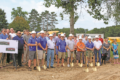 TONY ENDS PHOTO Independent Register
Kelch Aviation Museum’s Phase I groundbreaking drew a crowd last Friday in support of the board’s lifting gold-painted shovels to preserve a “golden era of aviation” at Brodhead Airport.