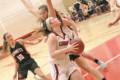 BECKY MALKOW PHOTO Independent Register
Lady Cards v, Richland Center
	Kiarra Moe weaves her way through the Richland Center press to get to the hoop.